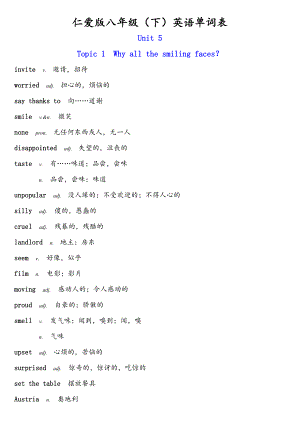 仁爱版八级（下）英语单词表.doc