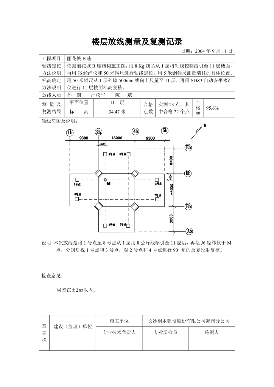 楼层放线测量及复测记录.doc_第3页