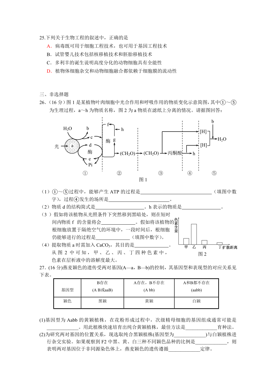 广东电白一中高三九月测生物试题(新).doc_第2页