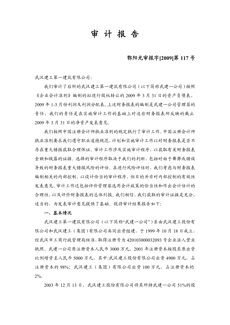 武汉某公司审计报告.doc_第1页