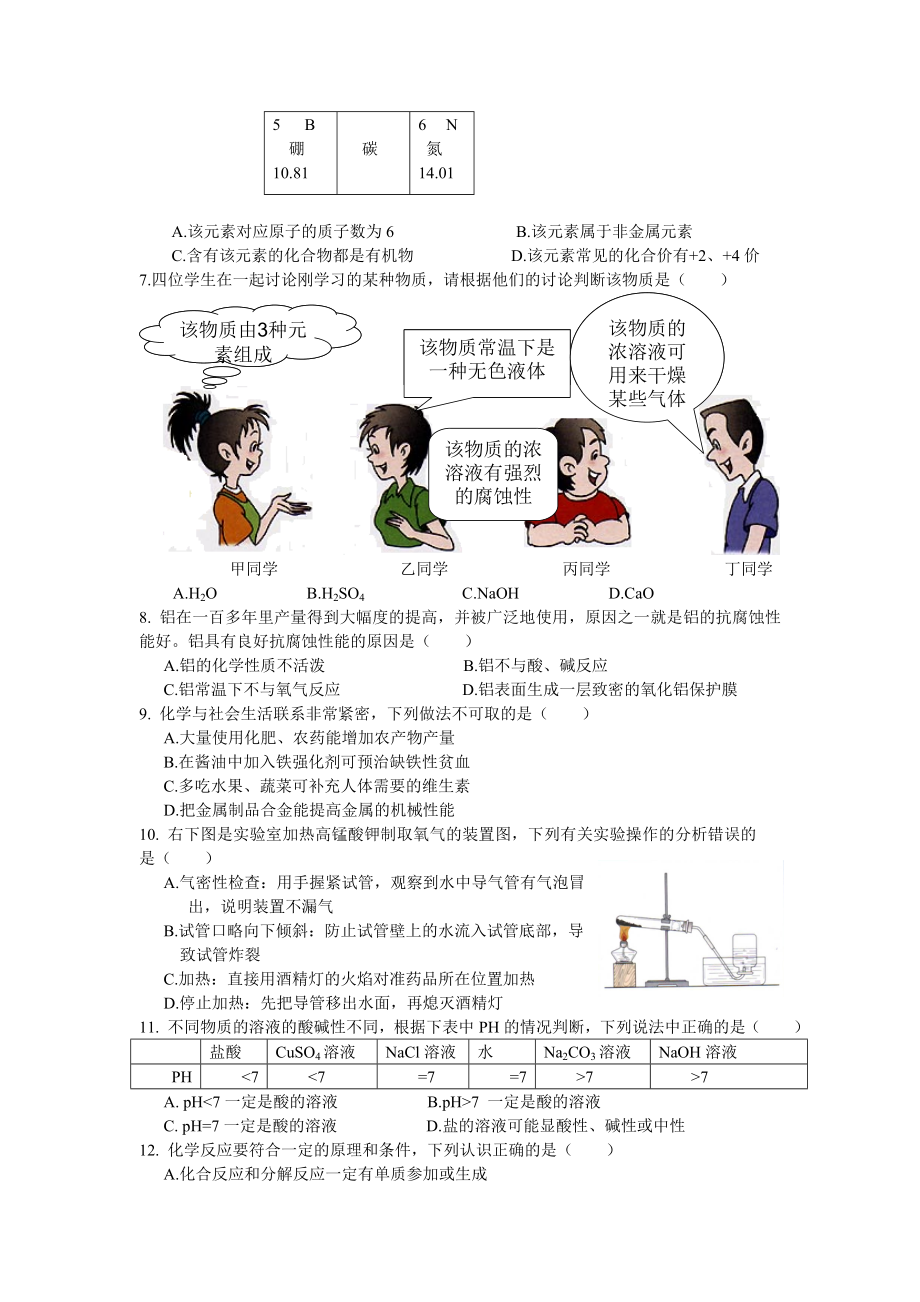 佛山市高中阶段学校招生考试化学试卷.doc_第2页