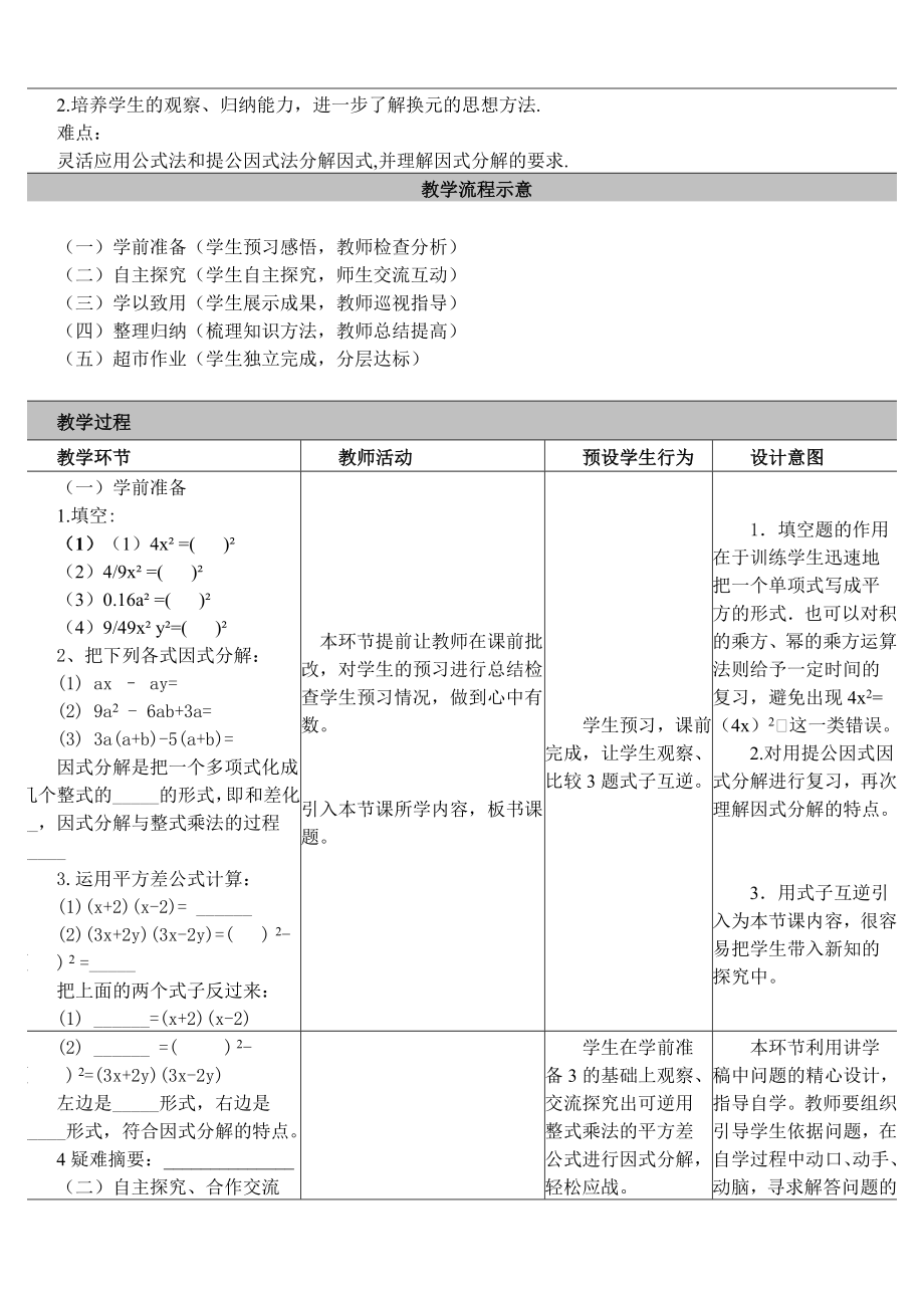 《用平方差公式因式分解》教学设计及反思.doc_第2页