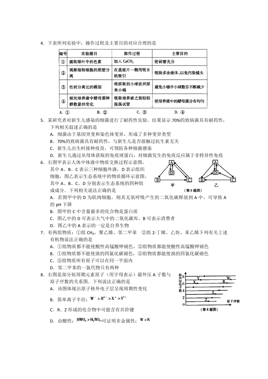 陕西省西安地区八校联考高三下学期联考（三）理综试题（word版含答案）.doc_第2页