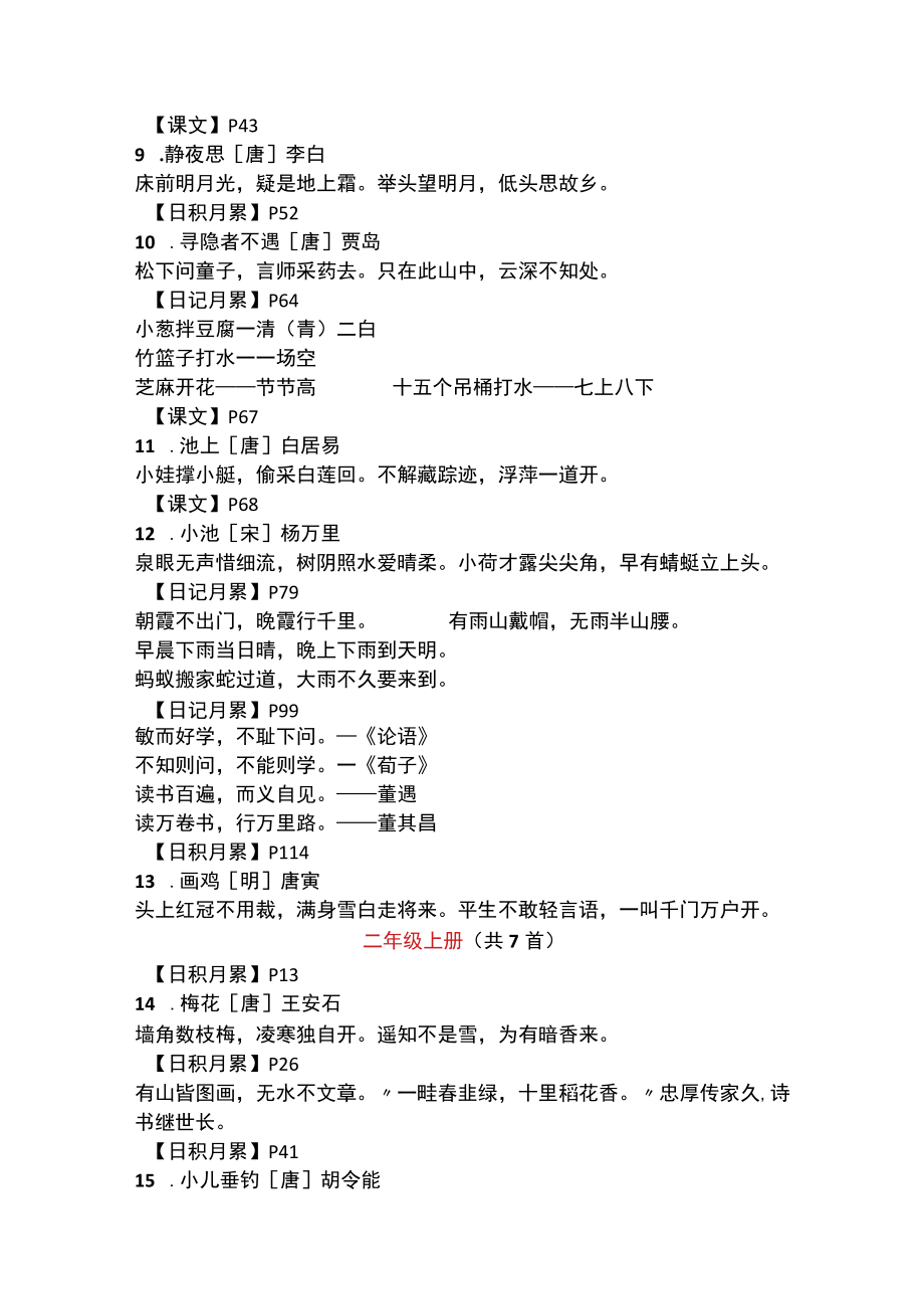 统编教材小学阶段古诗词小古文汇总.docx_第2页