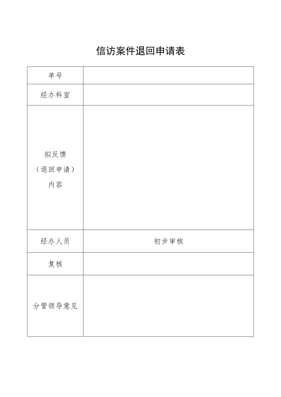 信访案件退回申请表.docx_第1页