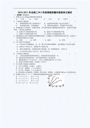 2010-2011初中八年级物理第二学期单元测试.doc