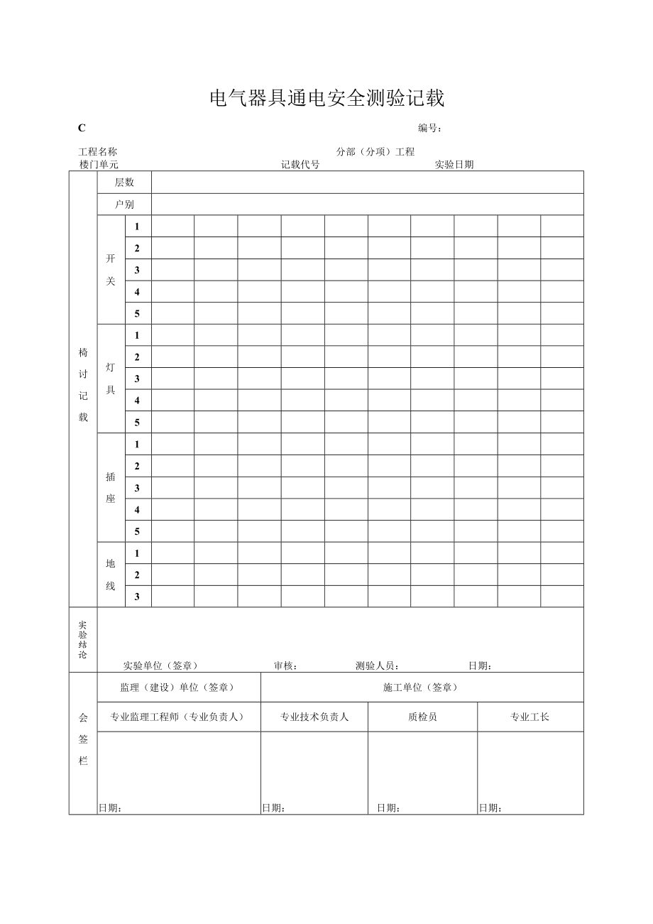 电气器具通电安全测试记录.docx_第1页