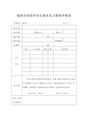 福清市高校毕业生就业见习基地申报表.docx