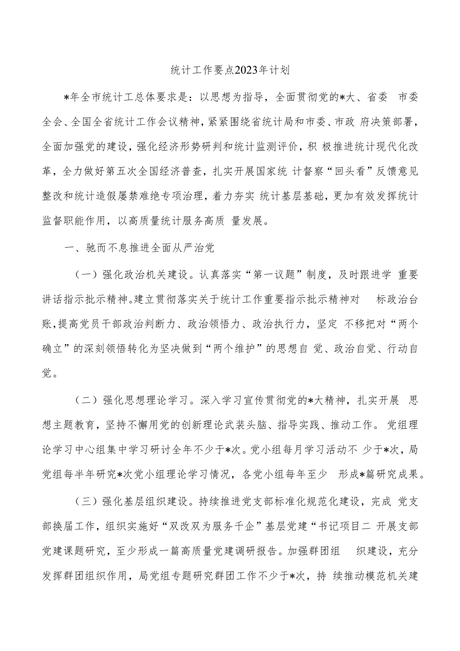 统计工作要点2023年计划.docx_第1页