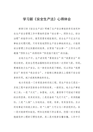 电力人员学习新《安全生产法》心得十篇.docx