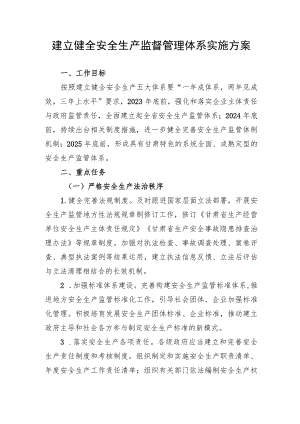 建立健全安全生产监督管理体系实施方案.docx