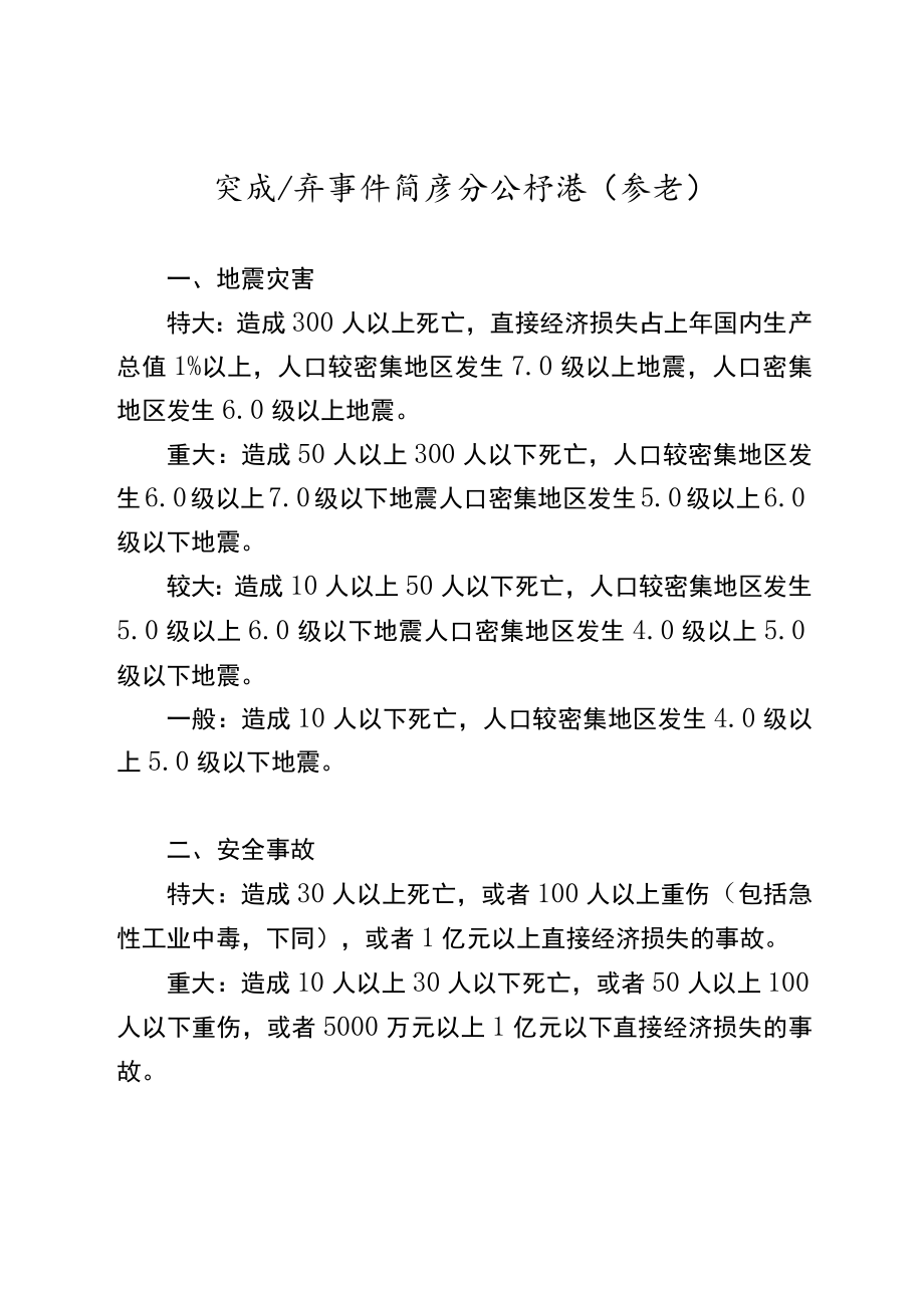 突发公共事件简要分级标准（参考）.docx_第1页