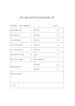 第六届社会科学普及周活动统计表.docx