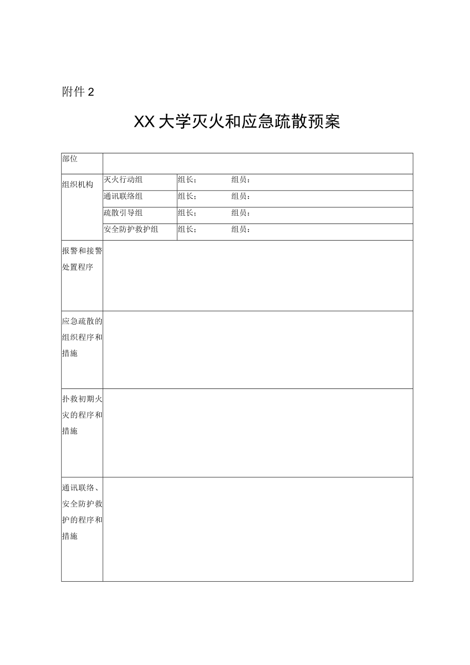 XX大学灭火和应急疏散预案.docx_第1页