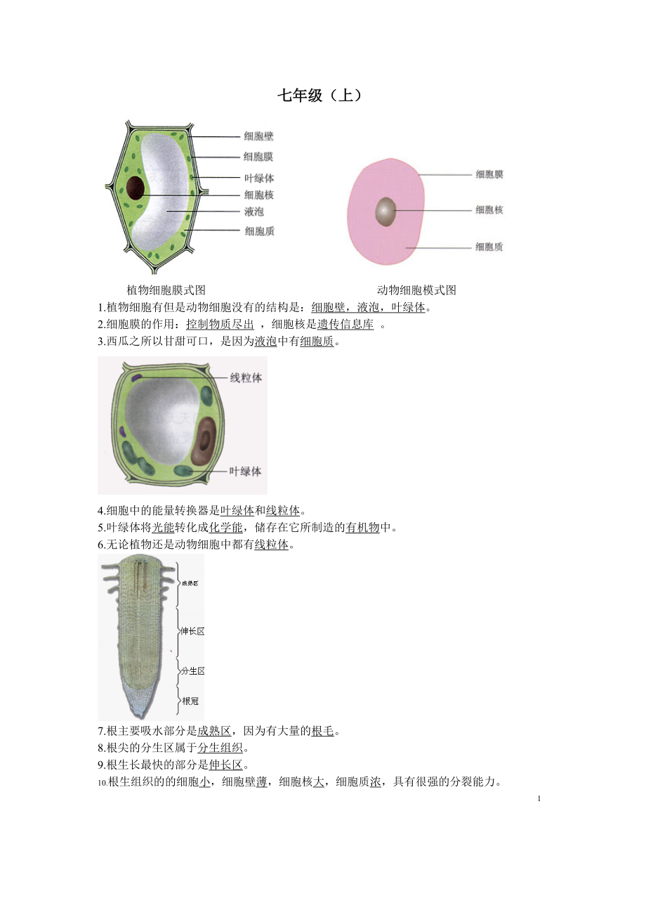 生地会考复习资料：初中生物图集(附题目)(人教版).doc_第1页