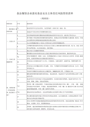 食品餐馆企业落实食品安全主体责任风险管控清单.docx