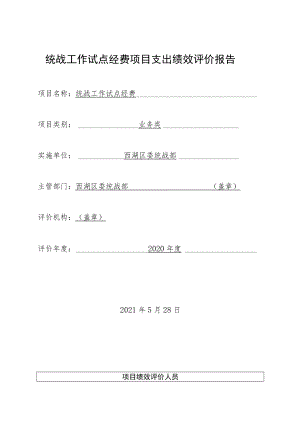 统战工作试点经费项目支出绩效评价报告.docx