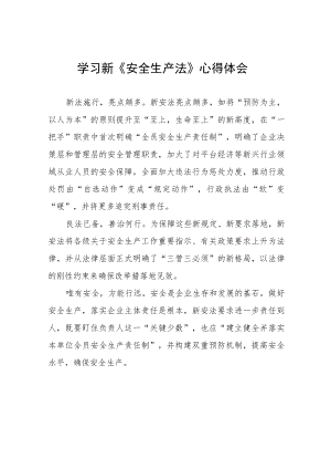 乘务车间人员学习新《安全生产法》学习心得十篇例文.docx