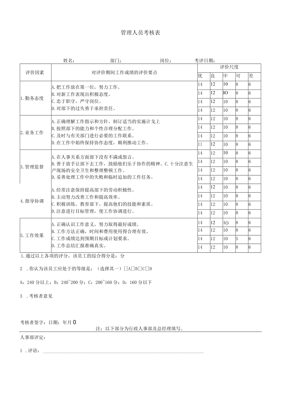 管理人员考核表样板.docx_第1页