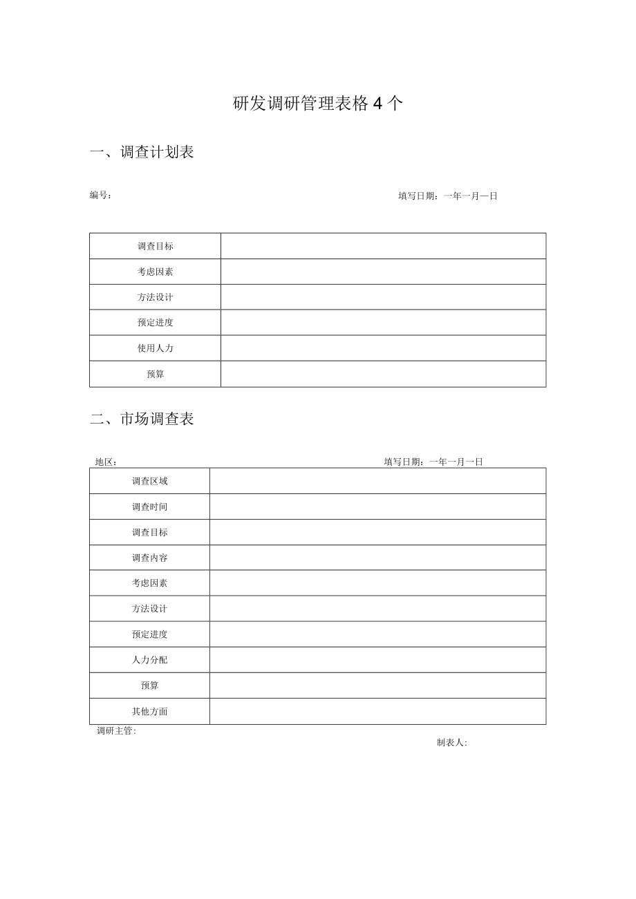 研发调研管理表格4个.docx_第1页