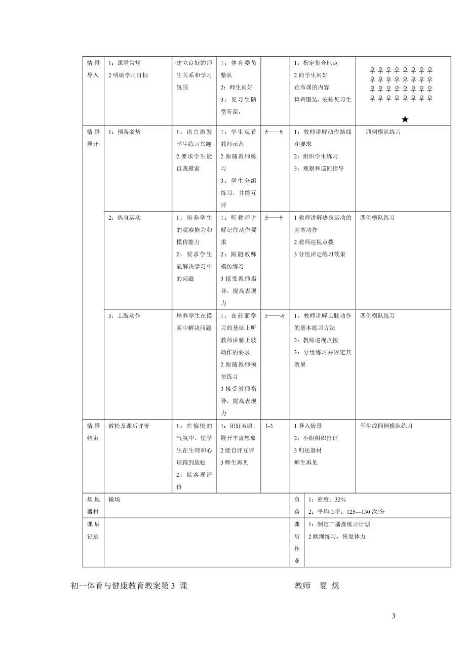 初中七年级全套体育教案(共36课).doc_第3页