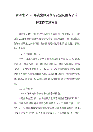 青海省2023年高危细分领域安全风险专项治理工作实施方案.docx