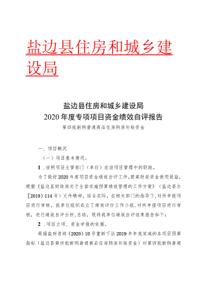 盐边县住房和城乡建设局2020年度专项项目资金绩效自评报告.docx