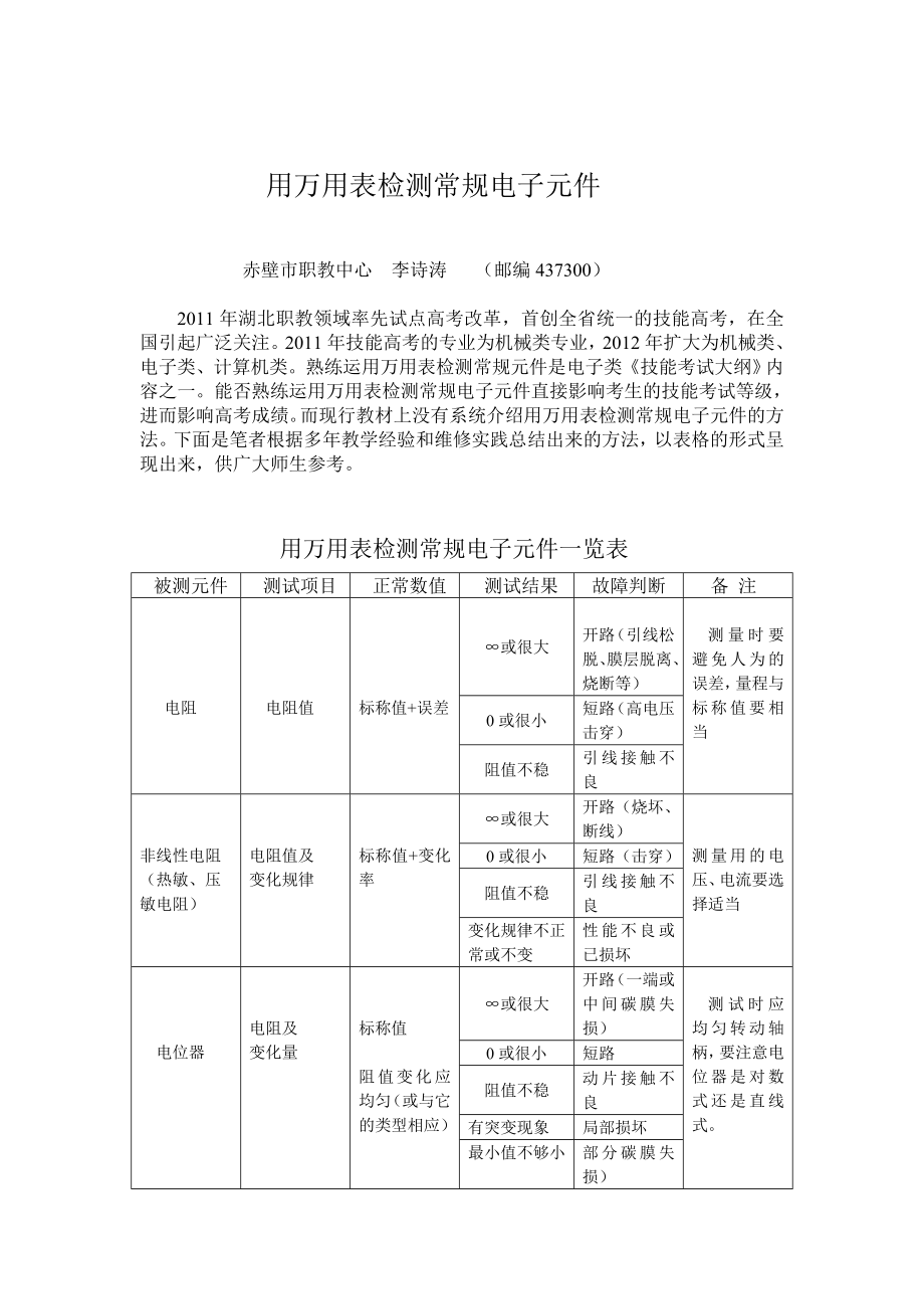 用万用表检测常规电子元件.doc_第1页