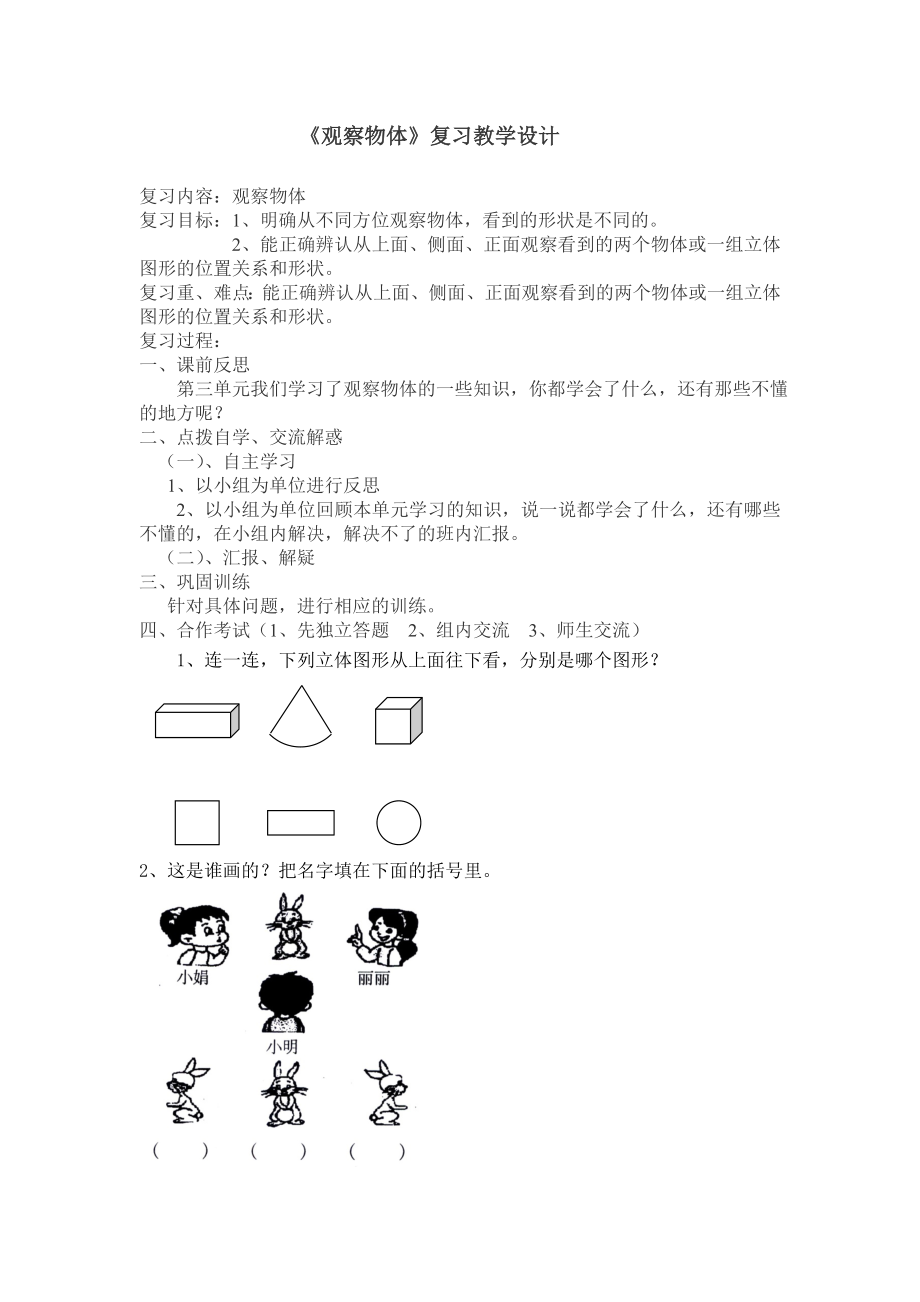 观察物体整理与复习.doc_第1页