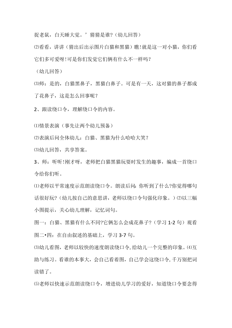 幼儿园大班语言优秀公开课教案《白猫和黑猫》含反思_1.docx_第2页