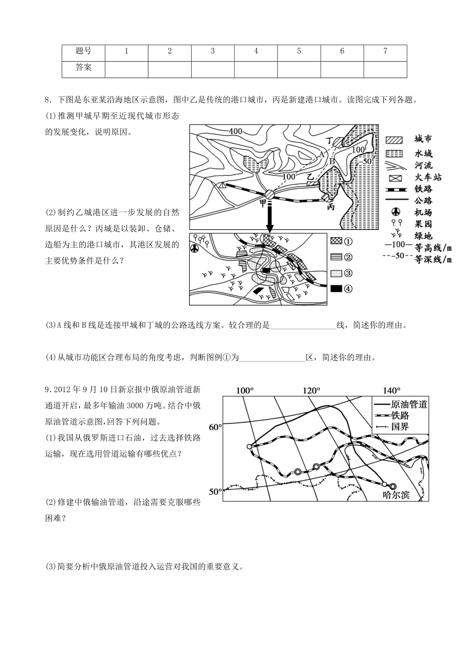 交通运输与布局训练题.doc_第2页