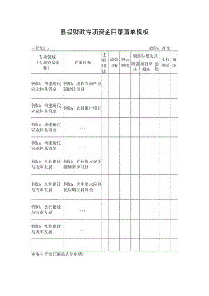 县级财政专项资金目录清单模板.docx