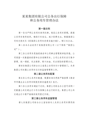 某某集团有限公司公务出行保障和公务用车管理办法.docx