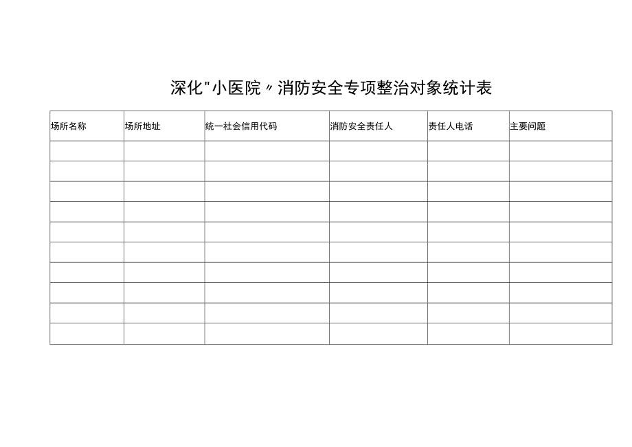 深化“小医院”消防安全专项整治对象统计表.docx_第1页