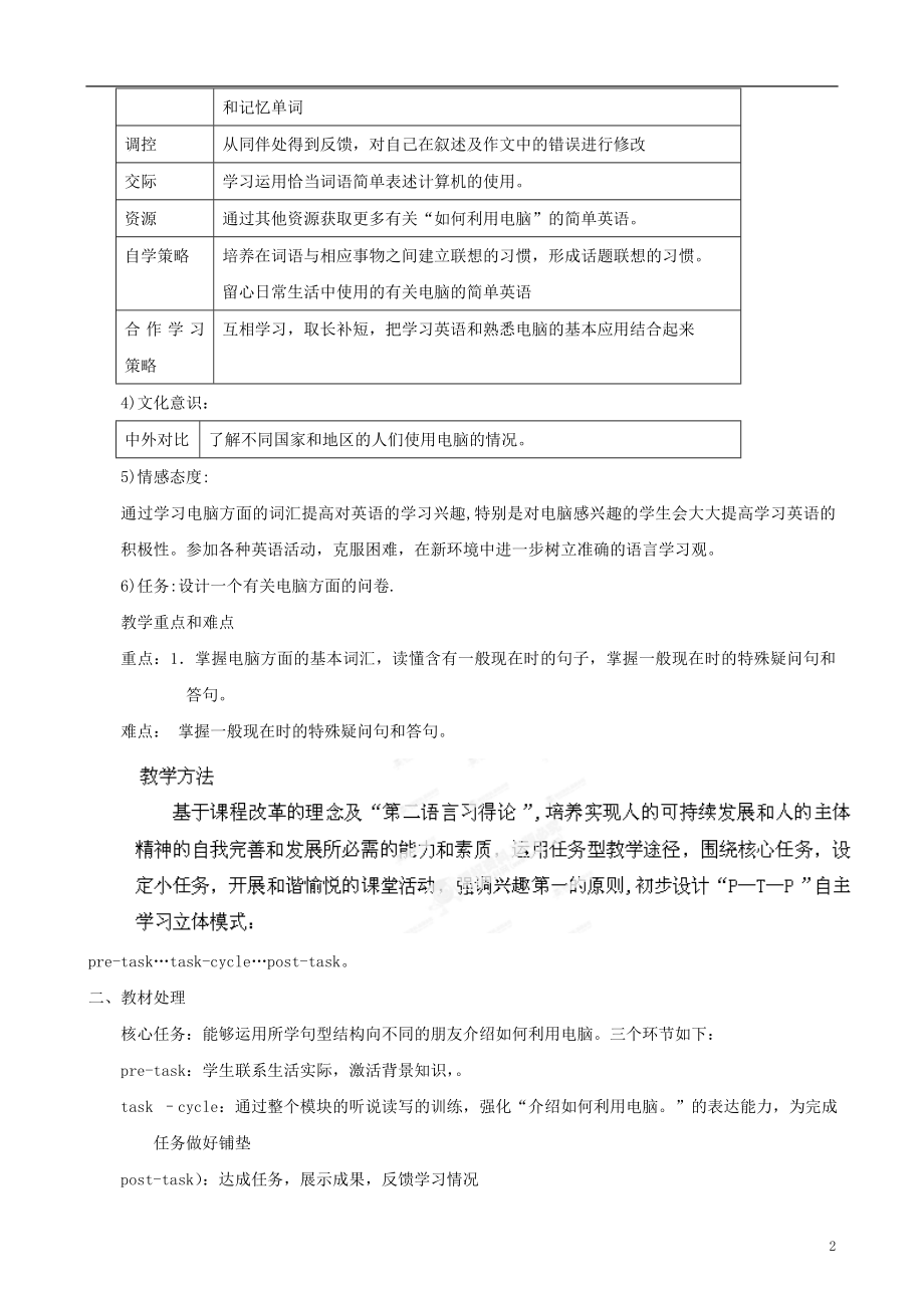 七年级英语上册Module10Computers教案外研版.doc_第2页