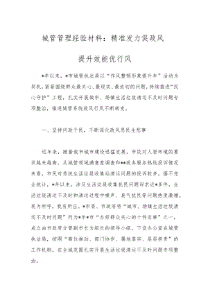 城管管理经验材料：精准发力促政风提升效能优行风.docx