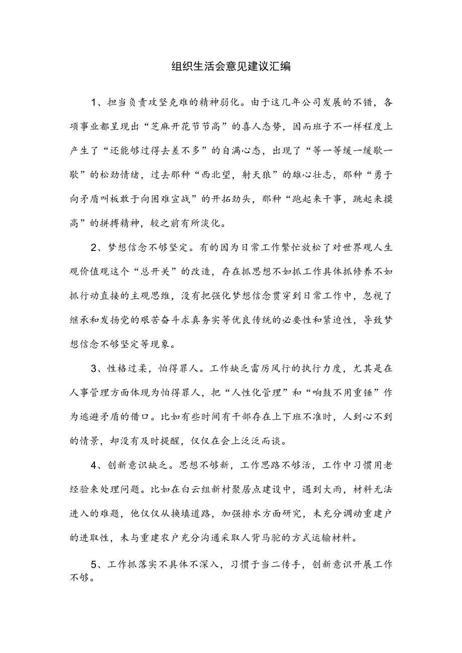 组织生活会意见建议汇编.docx_第1页