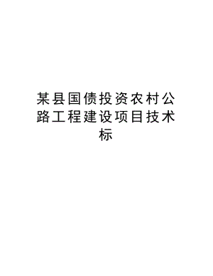 某县国债投资农村公路工程建设项目技术标.doc