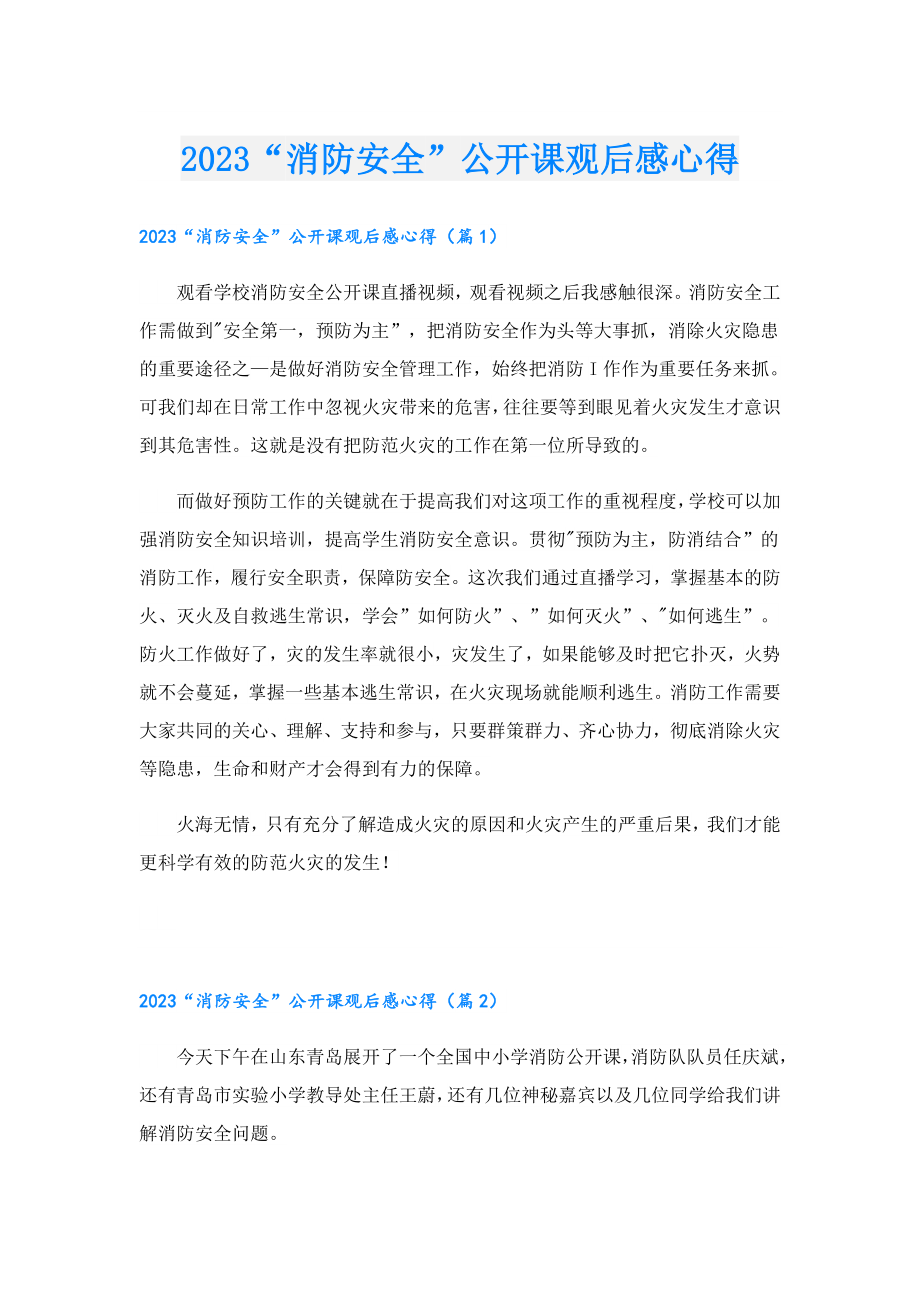 2023“消防安全”公开课观后感心得.doc