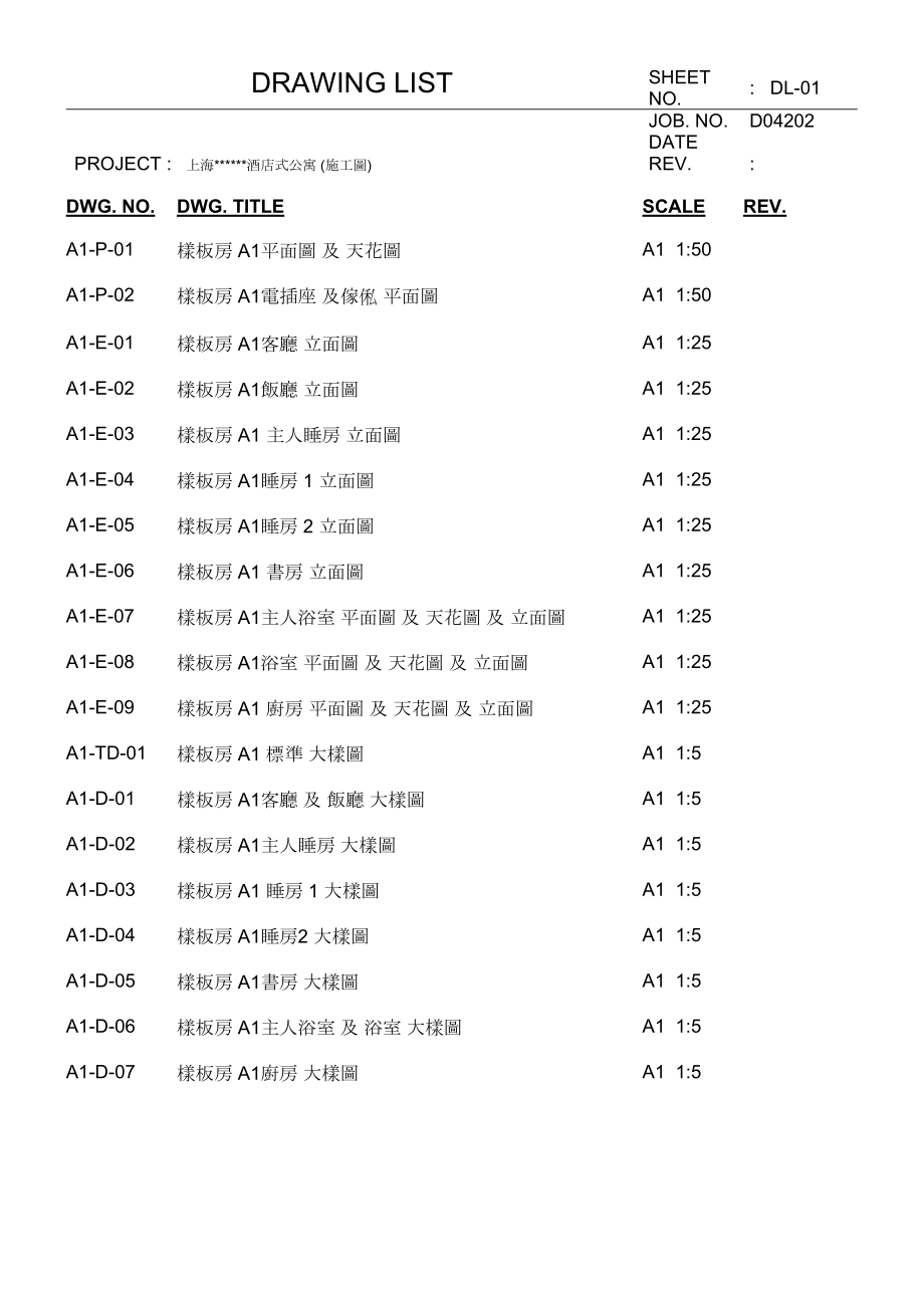 樣板房A1DrawingList.doc_第2页