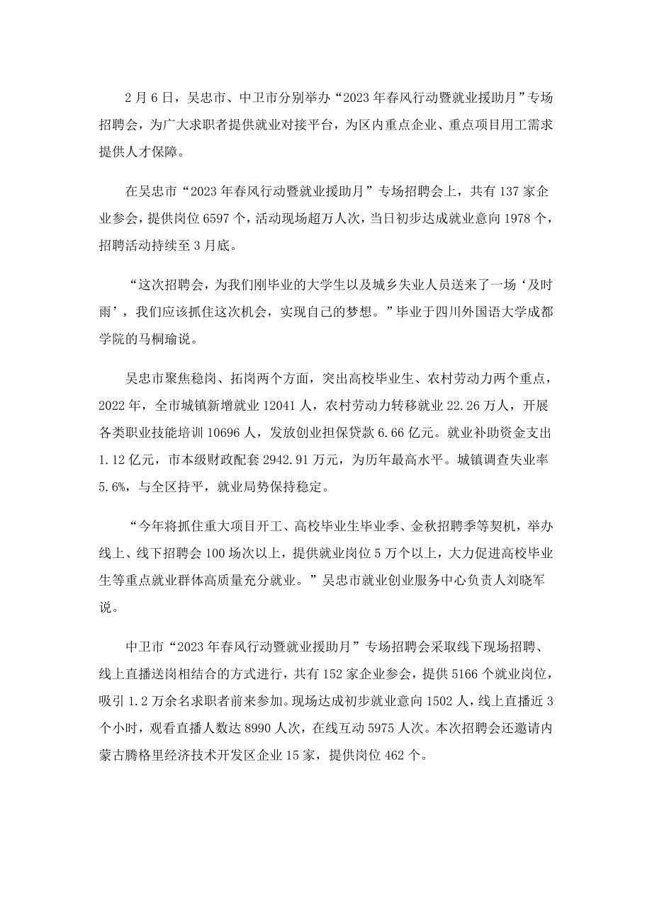 2023风行动暨就业援助月招聘会活动总结.doc_第2页