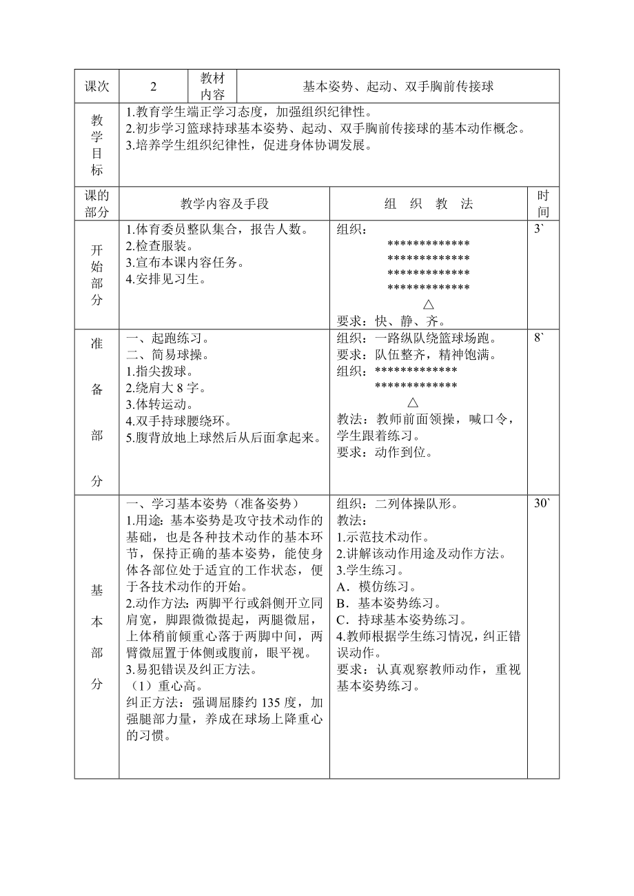 高一第二学期篮球教学进度及教案.doc_第3页