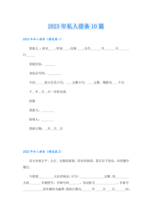 2023私人借条10篇.doc