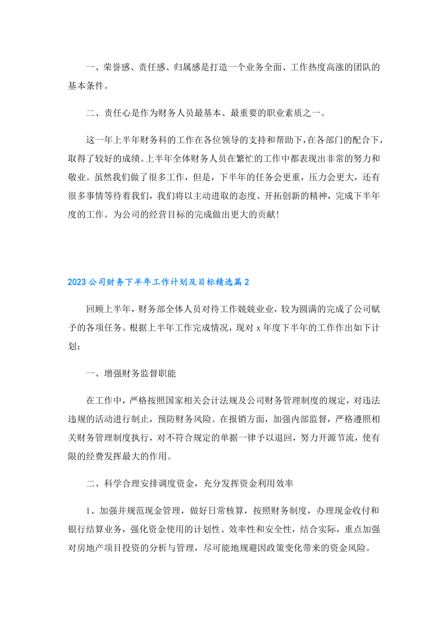 2023公司财务下半工作计划及目标（精选10篇）.doc_第2页