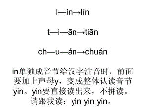 这一课学习前鼻韵母ɑnenin和整体认读音节yin.ppt