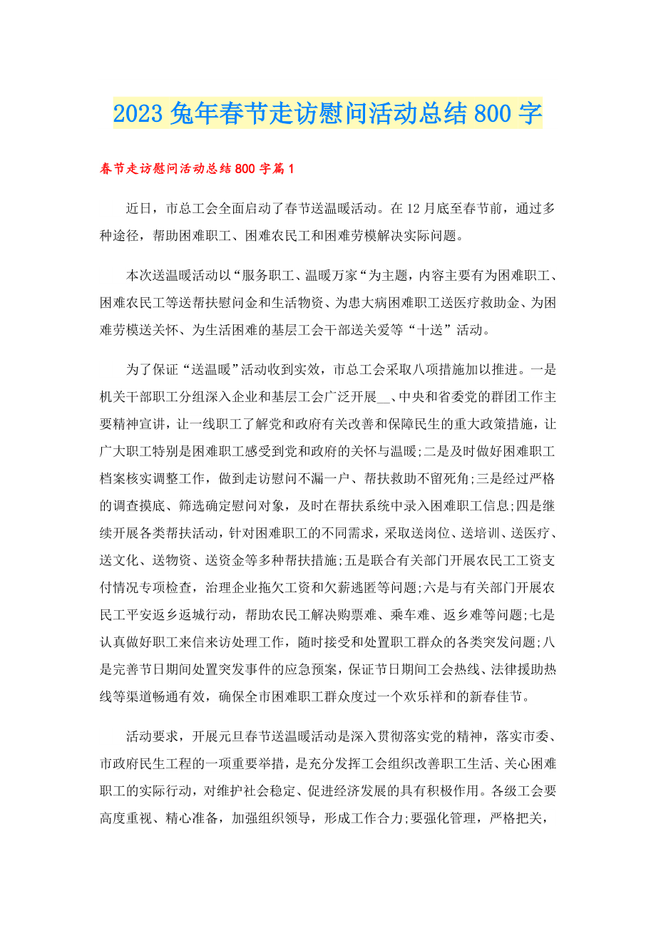 2023兔节走访慰问活动总结800字.doc_第1页