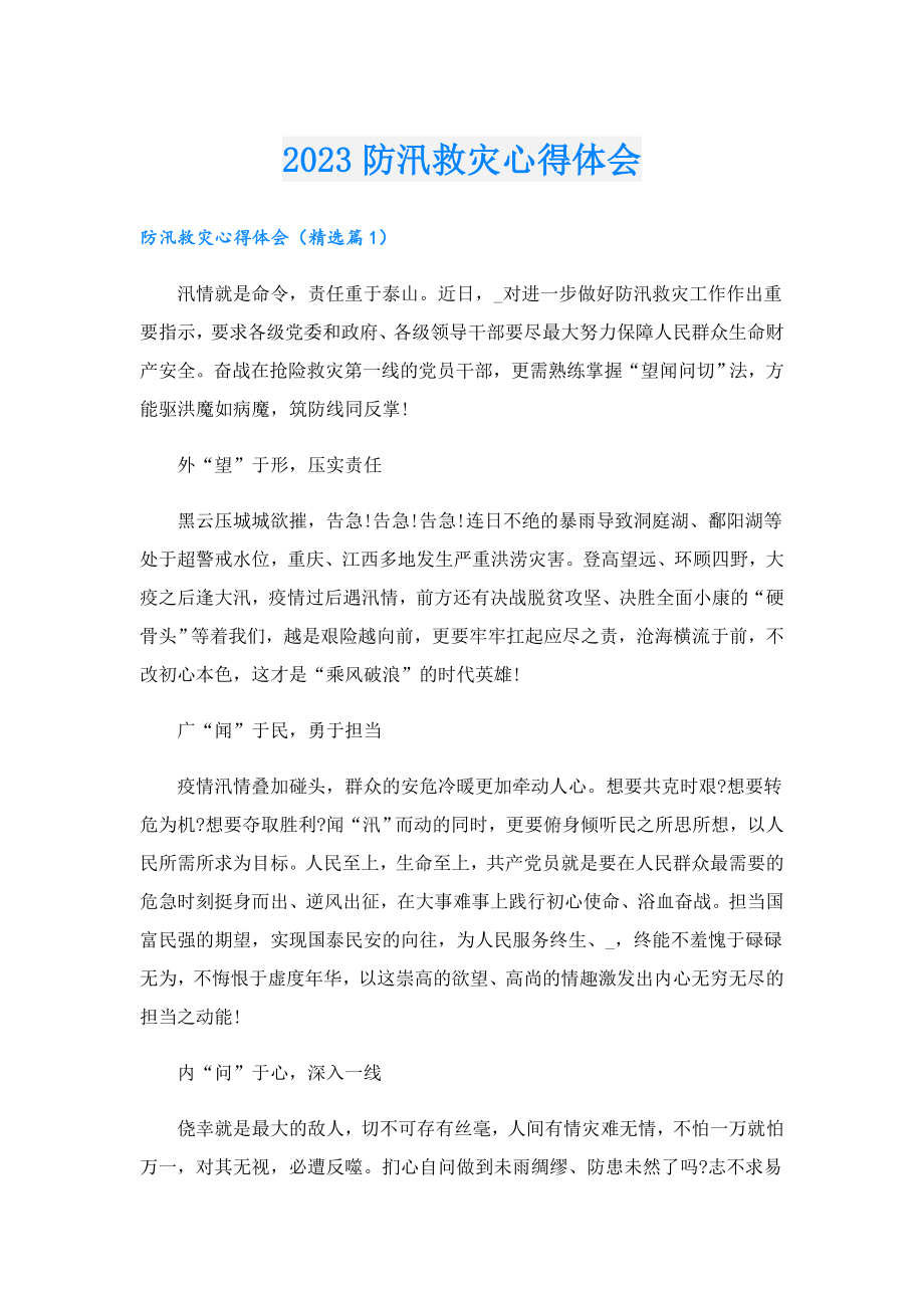 2023防汛救灾心得体会.doc_第1页