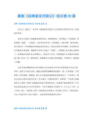 最新《汤姆索亚历险记》读后感20篇.doc