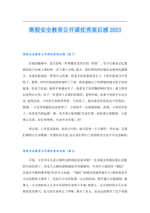 寒假安全教育公开课优秀观后感2023.doc