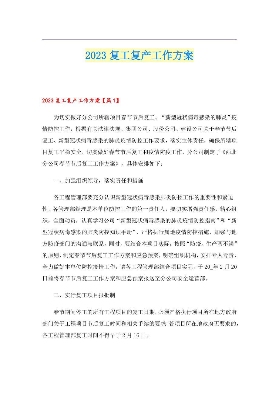 2023复工复产工作方案.doc_第1页